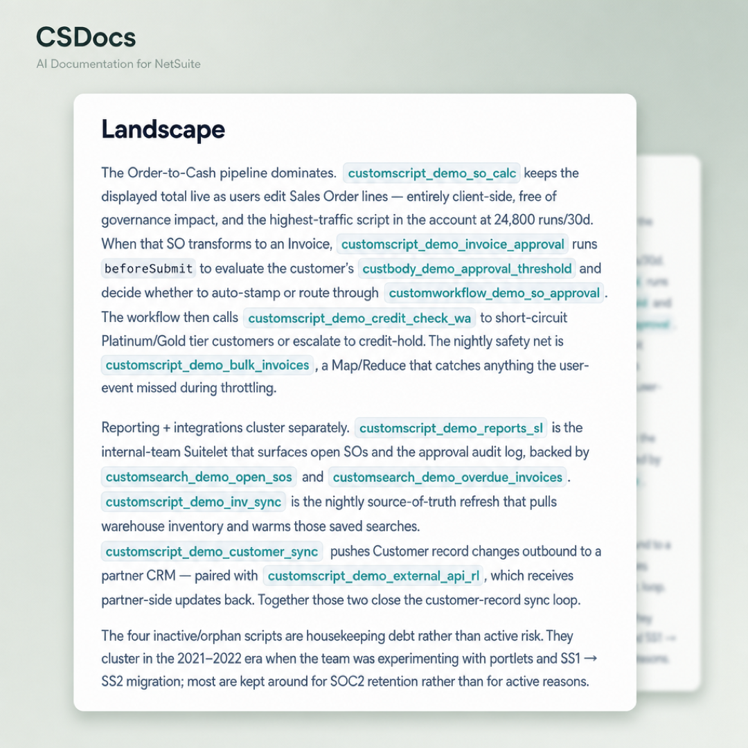 Scripts summary and health landscape