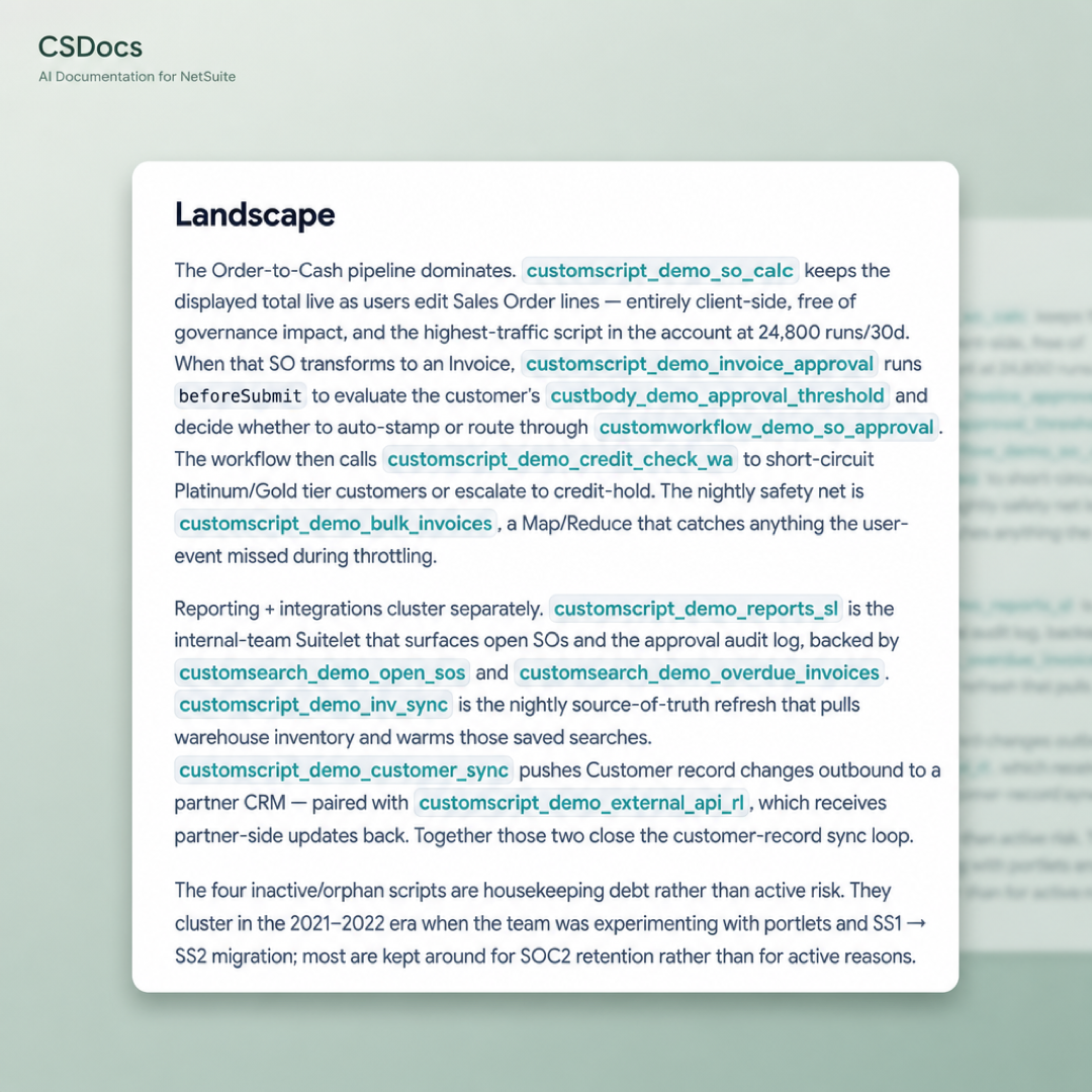 Scripts summary and health landscape